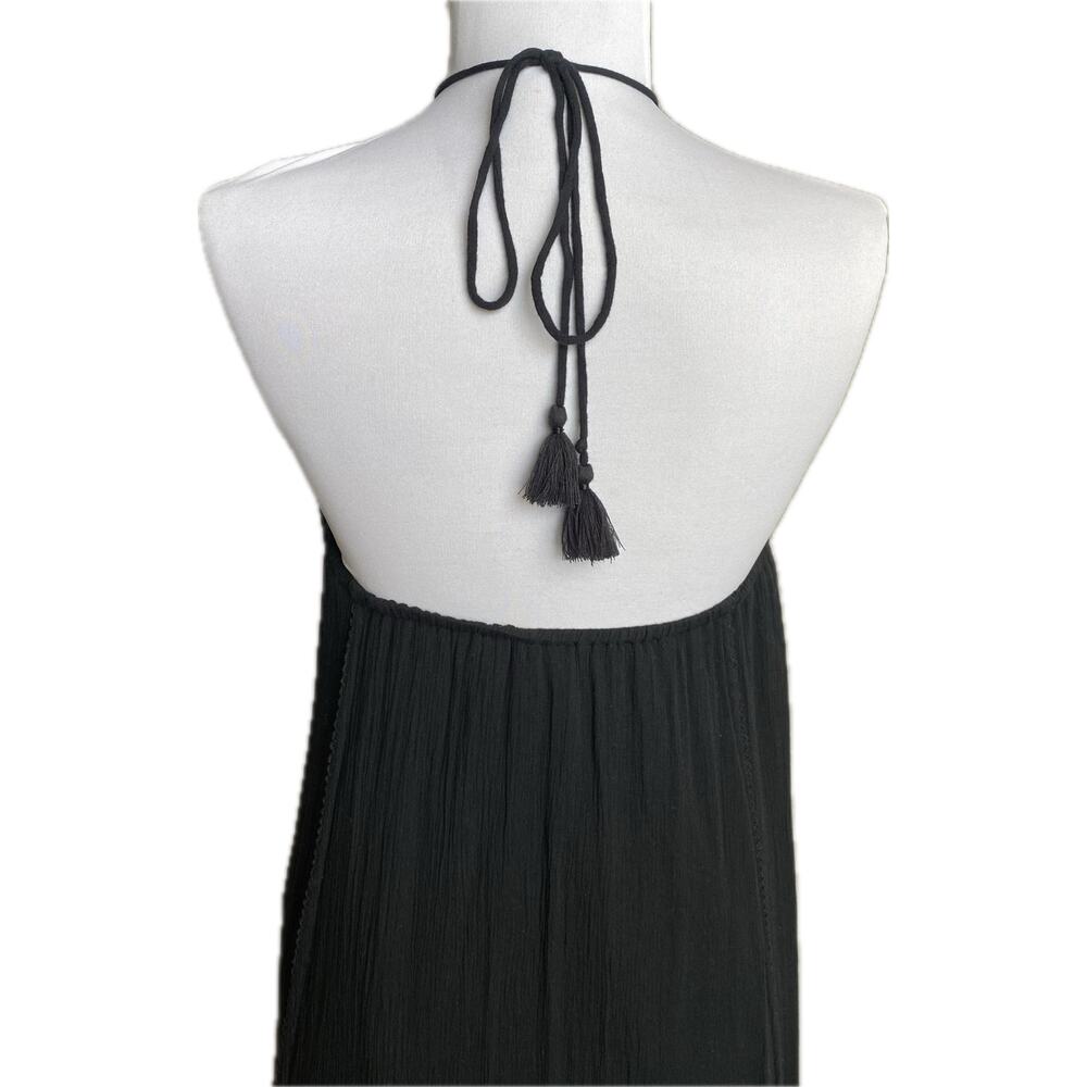 ABERCROMBIE FITCH Y2K Halter Lace Maxi Dress Black XS Oversized Fairy Boho Goth - Picture 7 of 11